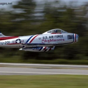 Dale Snodgrass takes off in his F-86 Sabre