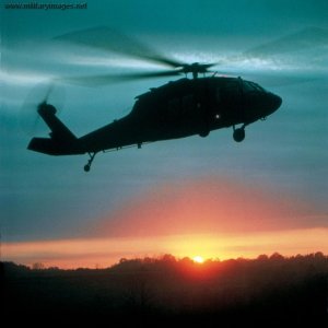 UH-60L Black Hawk against Bosnian sunset