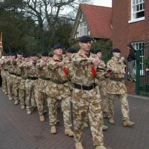 1st Battalion, Staffordshire Regiment marching