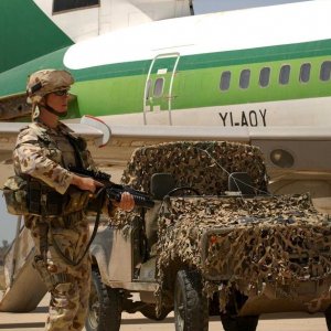 Leading Aircraftsman patrols Baghdad Airport