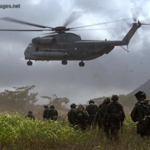 Marines approach a landing zone for extraction
