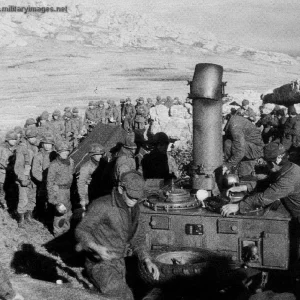 Argentine Marine Infantry queue for their food