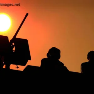 Military Equipment at Sunset