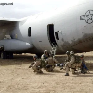 Pararescuemen and members of the Dutch Army