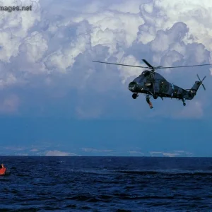 Wessex Helicopter Rescuing A Downed Pilot