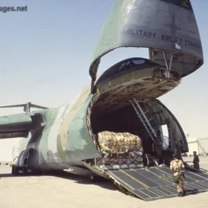 C-5 being loaded for an airlift