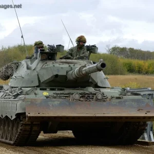 Leopard C2 tank crosses the Battle River