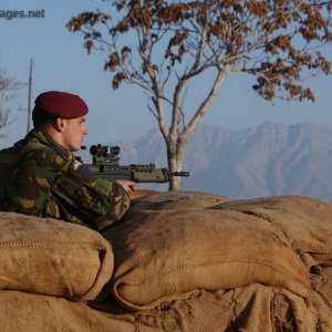 Paratrooper guards an ISAF facility in Kabul
