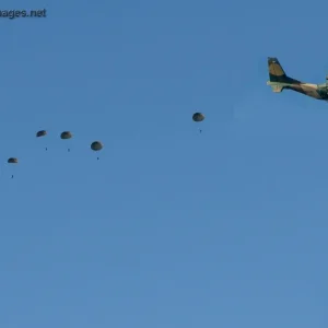 Special Forces parachuting from a Spanish T.19