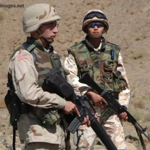 U.S. Soldier, left, and a fellow Coalition soldier