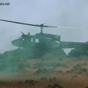 UH-1N helicopter lands