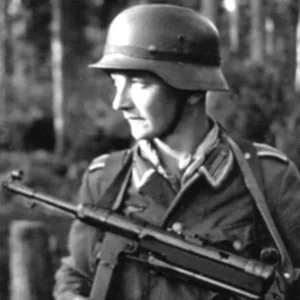 German soldier with MP 40