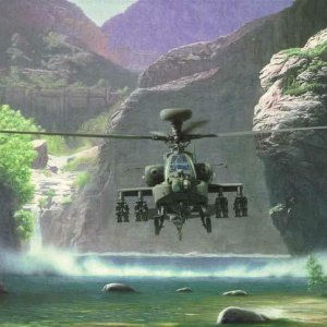 Apache Helicopter in a Canyon
