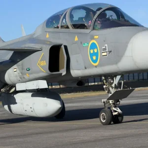 Gripen fitted with a photo recce pod