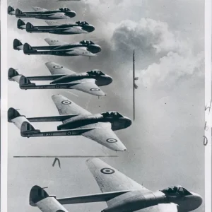 de Havilland Vampires in flight