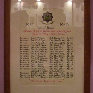 1/22nd Cheshire Regiment Roll of Honour Malta