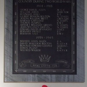 Oakamoor Church War memorial, Staffordshire