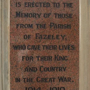 Frazeley War Memorial, Staffordshire