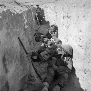 Exhausted British Troops in trench