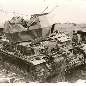 Destroyed German Flakpanzer IV "Wirbelwind"