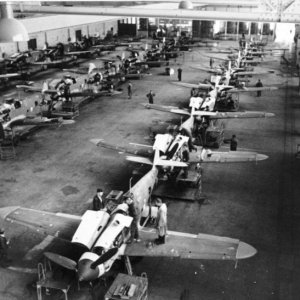 Production line of ME 109 fighters