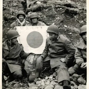 US troops and Japanese flag