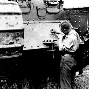 Painting_a_Maple_leaf_on_a_British_Great_War_Tank-21