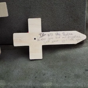 Poppy Cross on the Bucknall War Memorial, Staffordshire