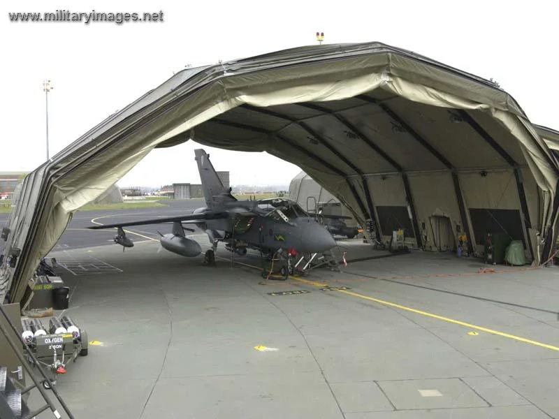 13 Sqn Tornado in its 'Clam-shell' hanger