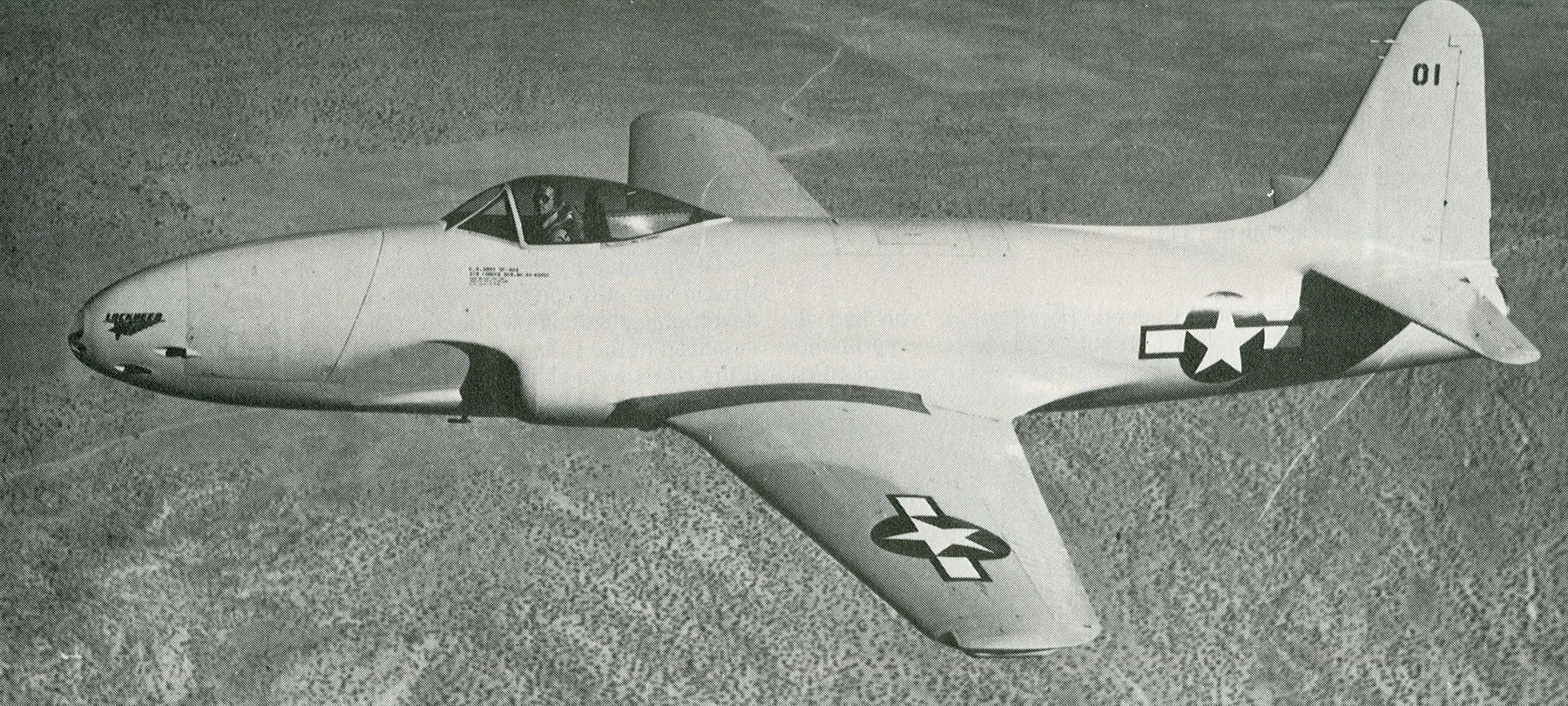 1945-3-16 Lockheed XP-80A Shooting Star 44-83021 with test pilot Tony LeVier.jpg