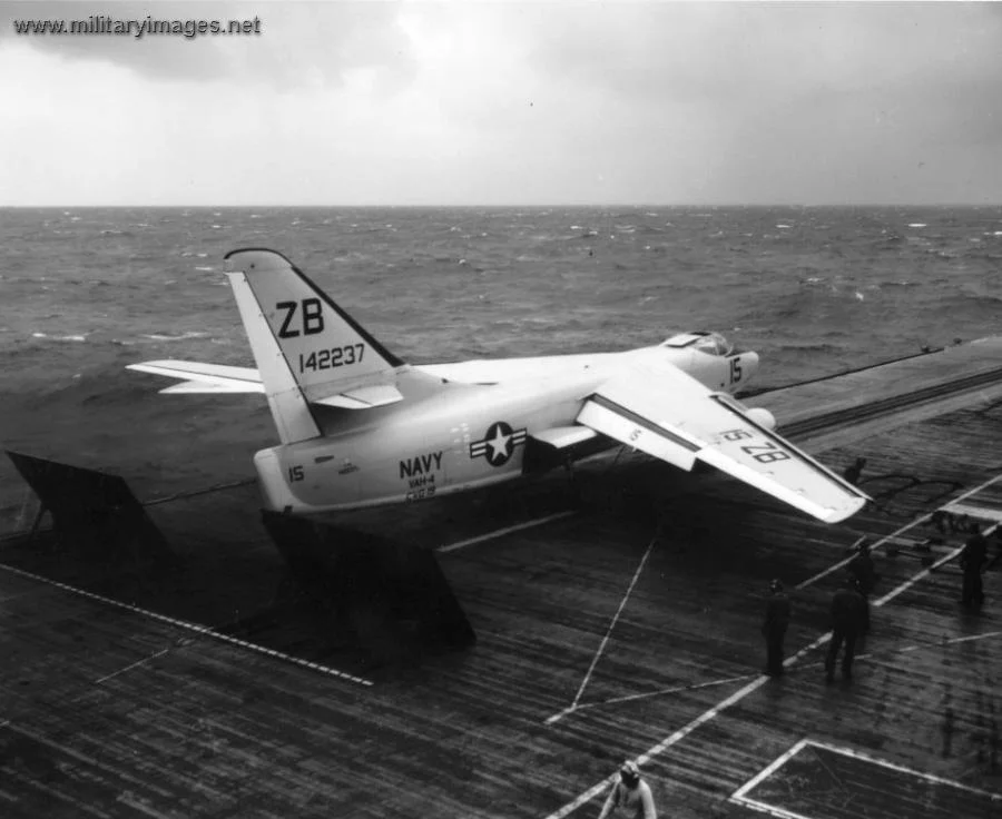 A-3 Skywarrior departing USS Bon Homme Richard