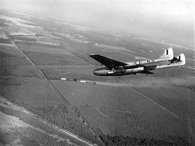 A 93 Sqn Vampire firing rockets