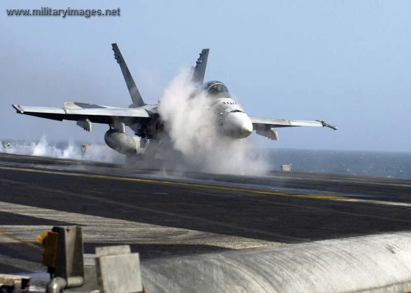 A FA-18 about to take-off
