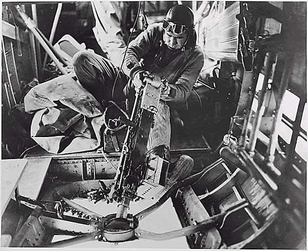 An air gunner in belly of B17