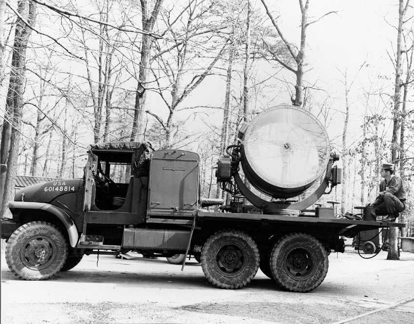 Army truck with searchlight mounted