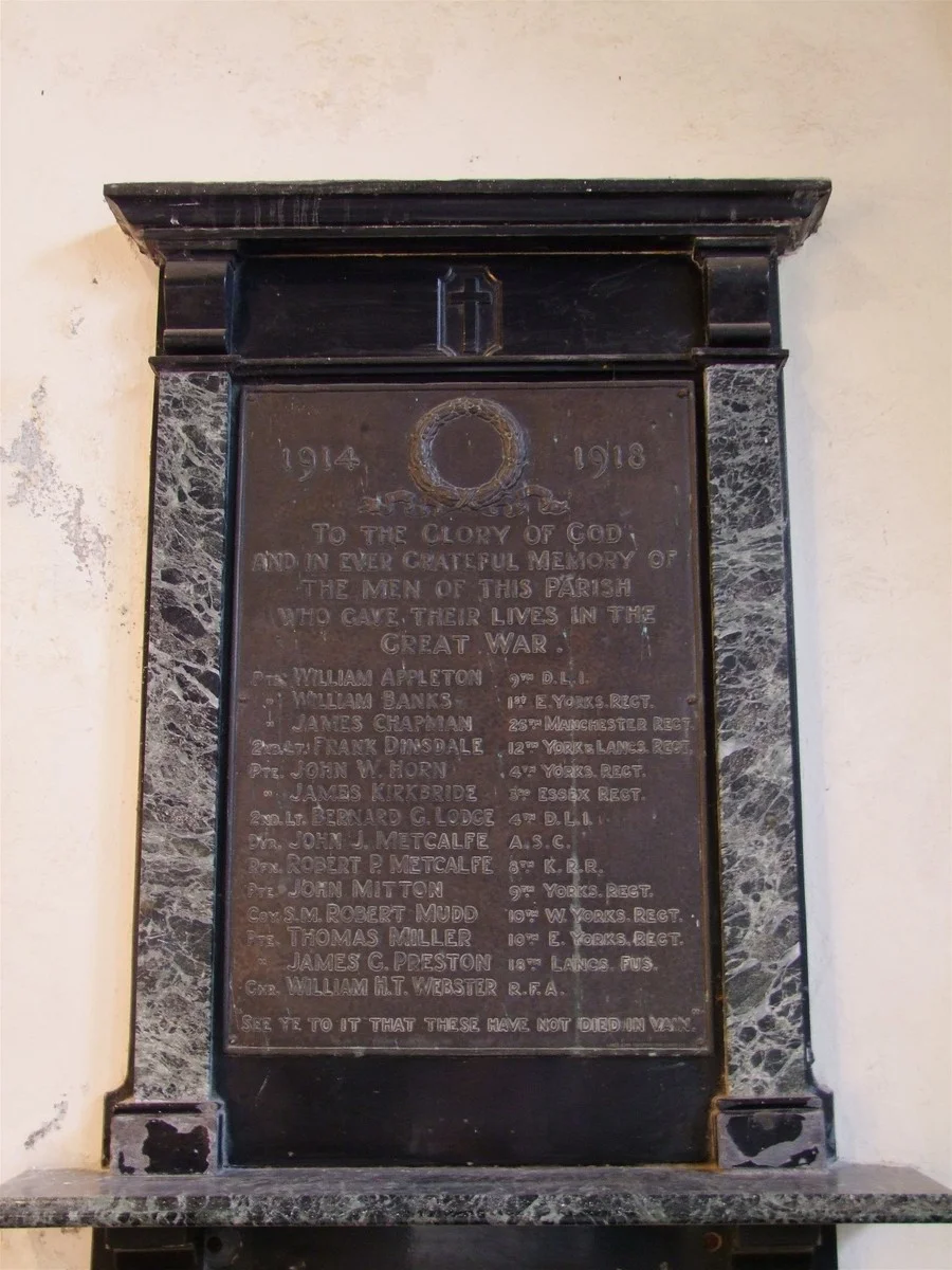 Askrigg Church War Memorial Yorkshire