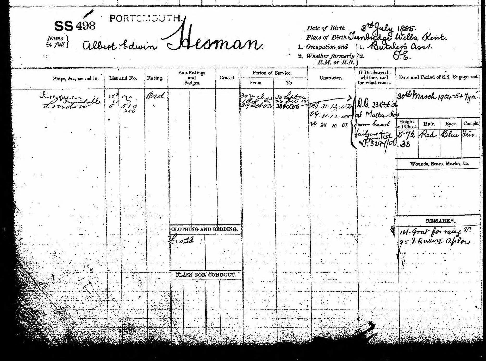 B133 Albert Edwin HESMAN