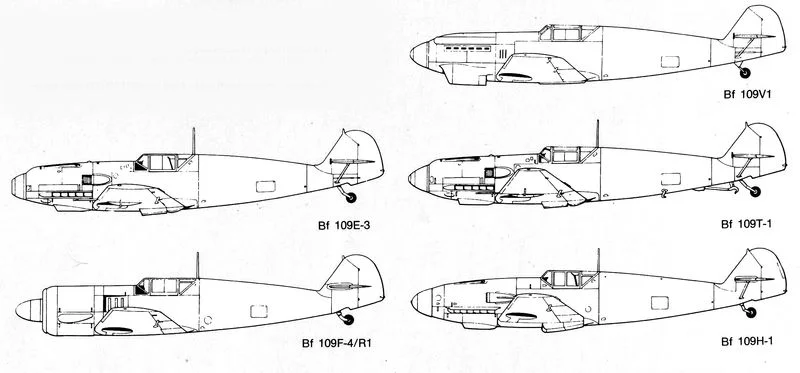 BF 109 variants drawings