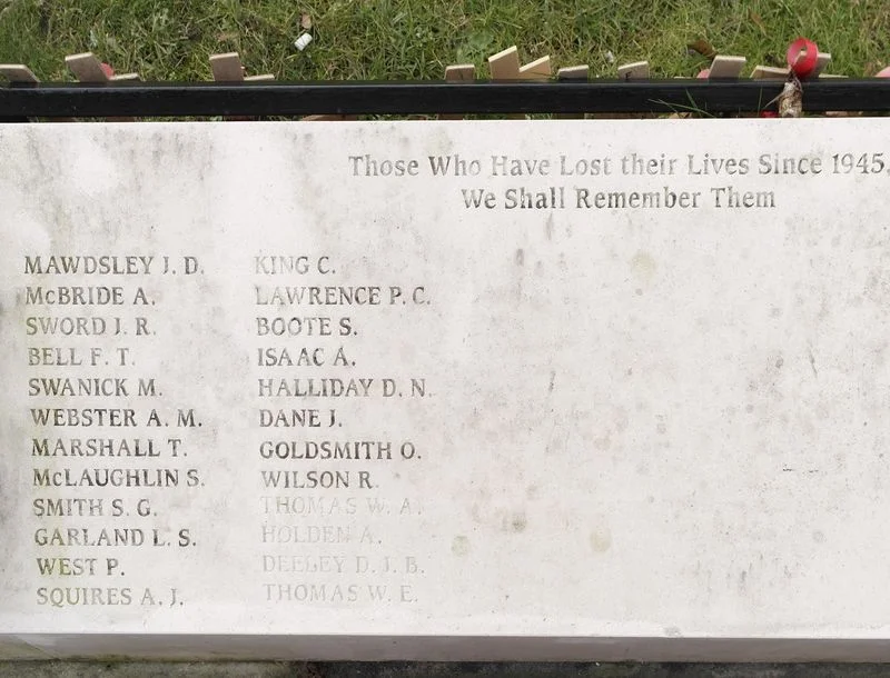 Birkenhead Cenotaph Men who have died since 1945