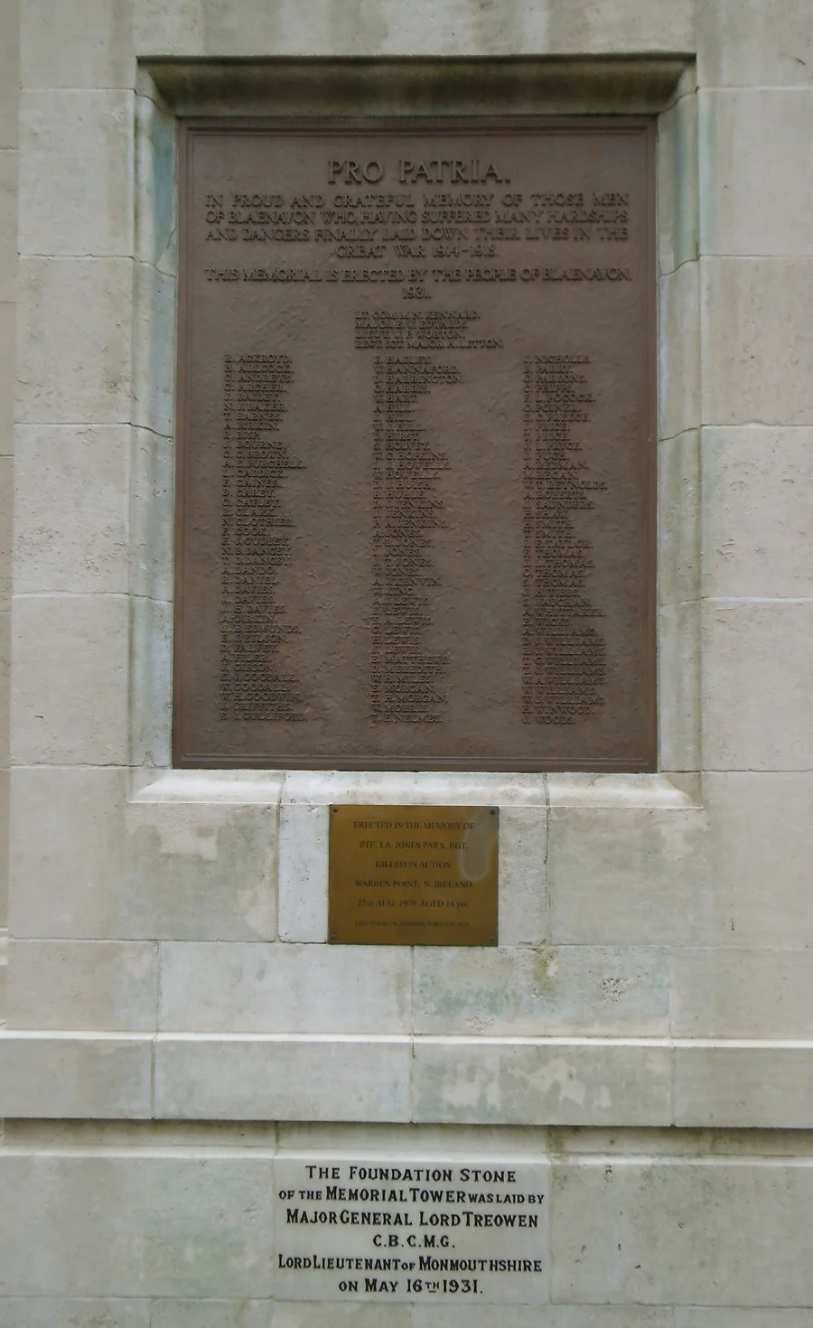 Blaenavon War Memorial, Monmouthshire