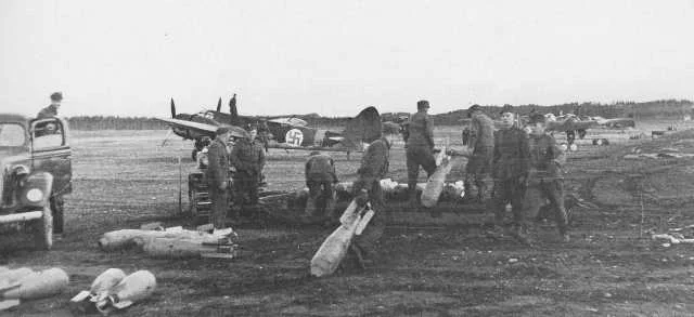 Blenheim Mk I bombers being prepared for mission