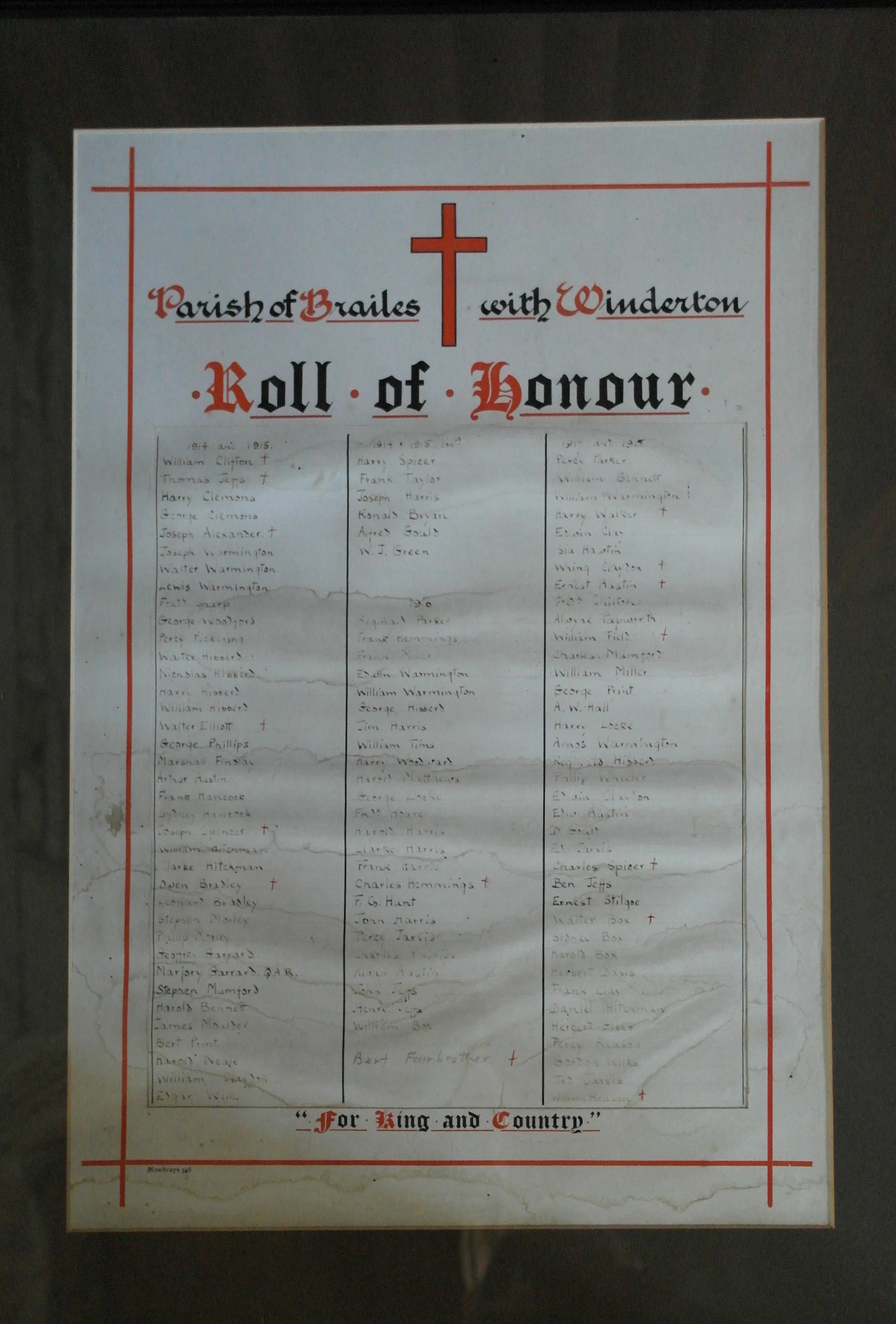 BRAILES with WINDERTON   ROLL OF HONOUR