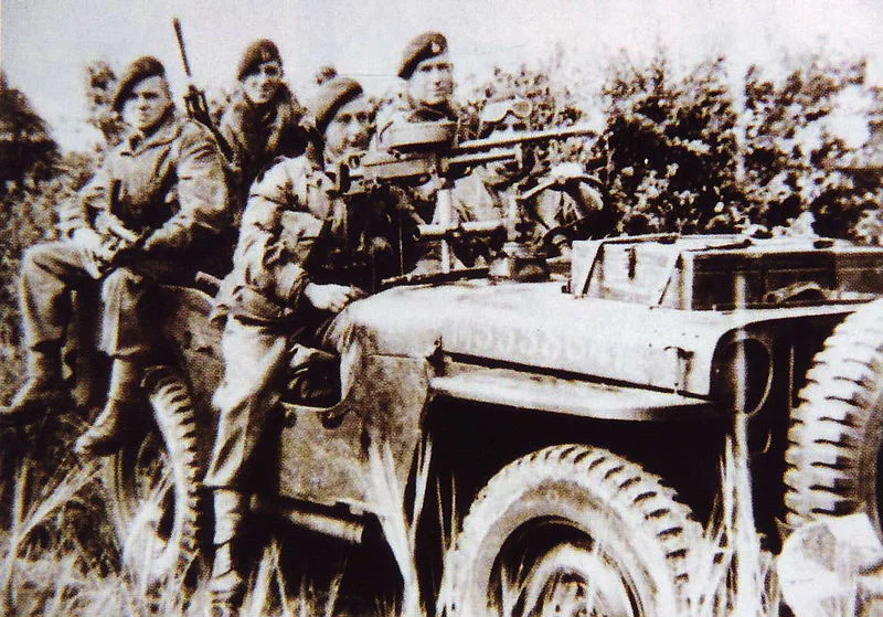 British soldiers on jeep