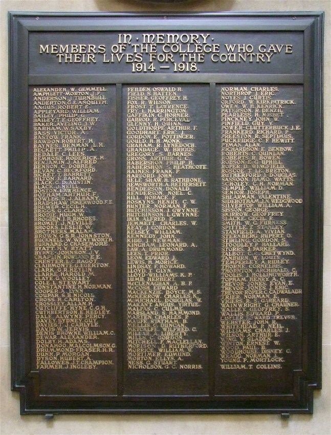 Cambridge, Clare College War Memorial