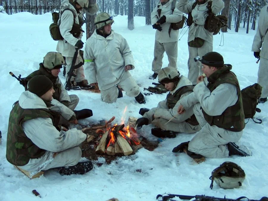 Campfire and sausages at Ex Otso 2005 - Finnish Army