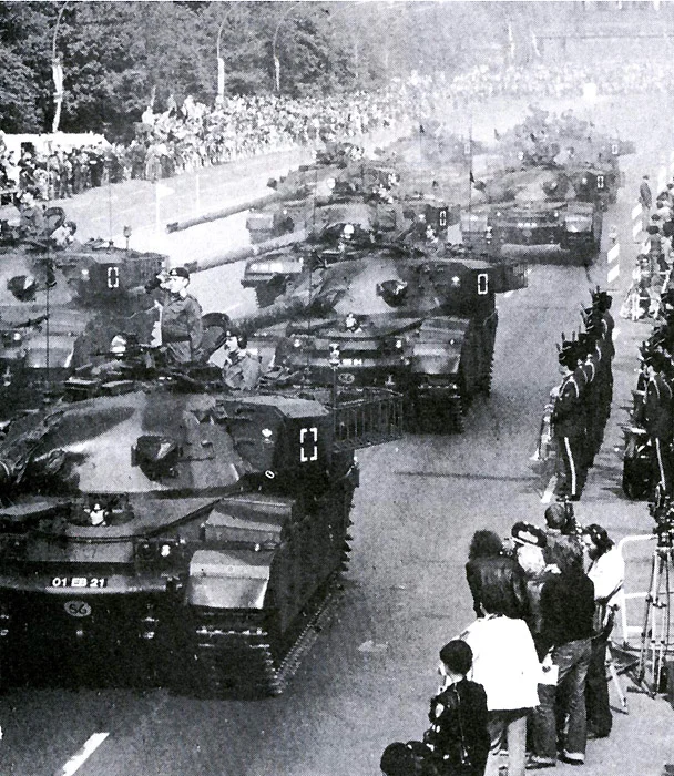 Chieftain tanks on parade