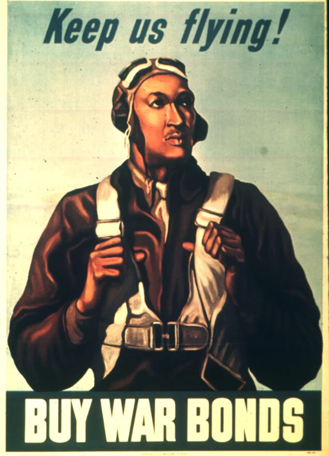 Color poster of a Tuskegee Airman