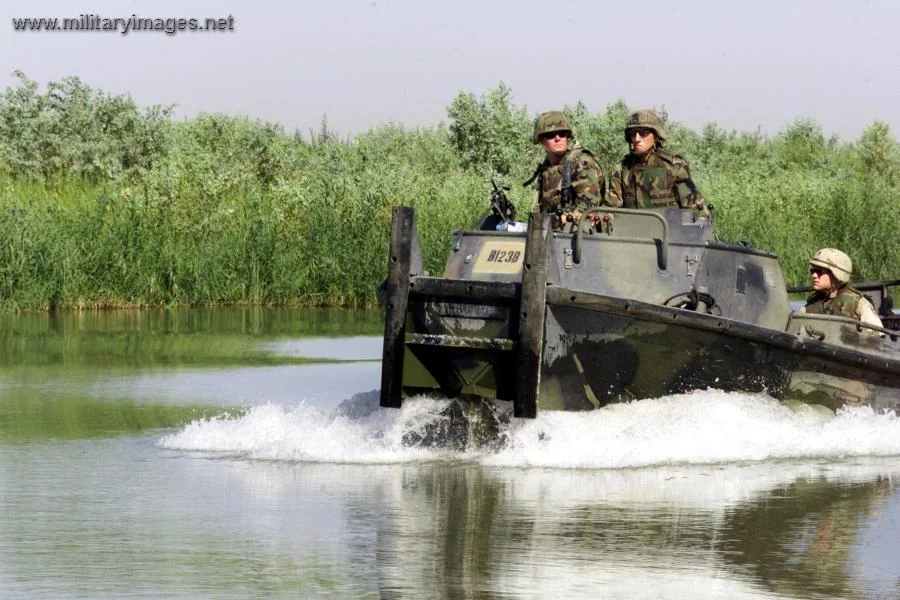 Combat engineers patrol the Tigris River in Baghdad