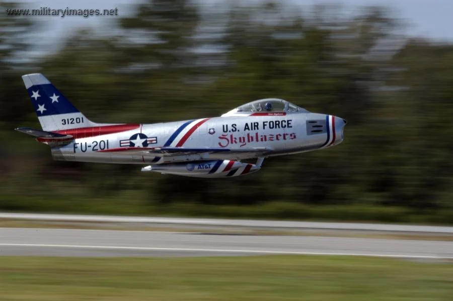 Dale Snodgrass takes off in his F-86 Sabre