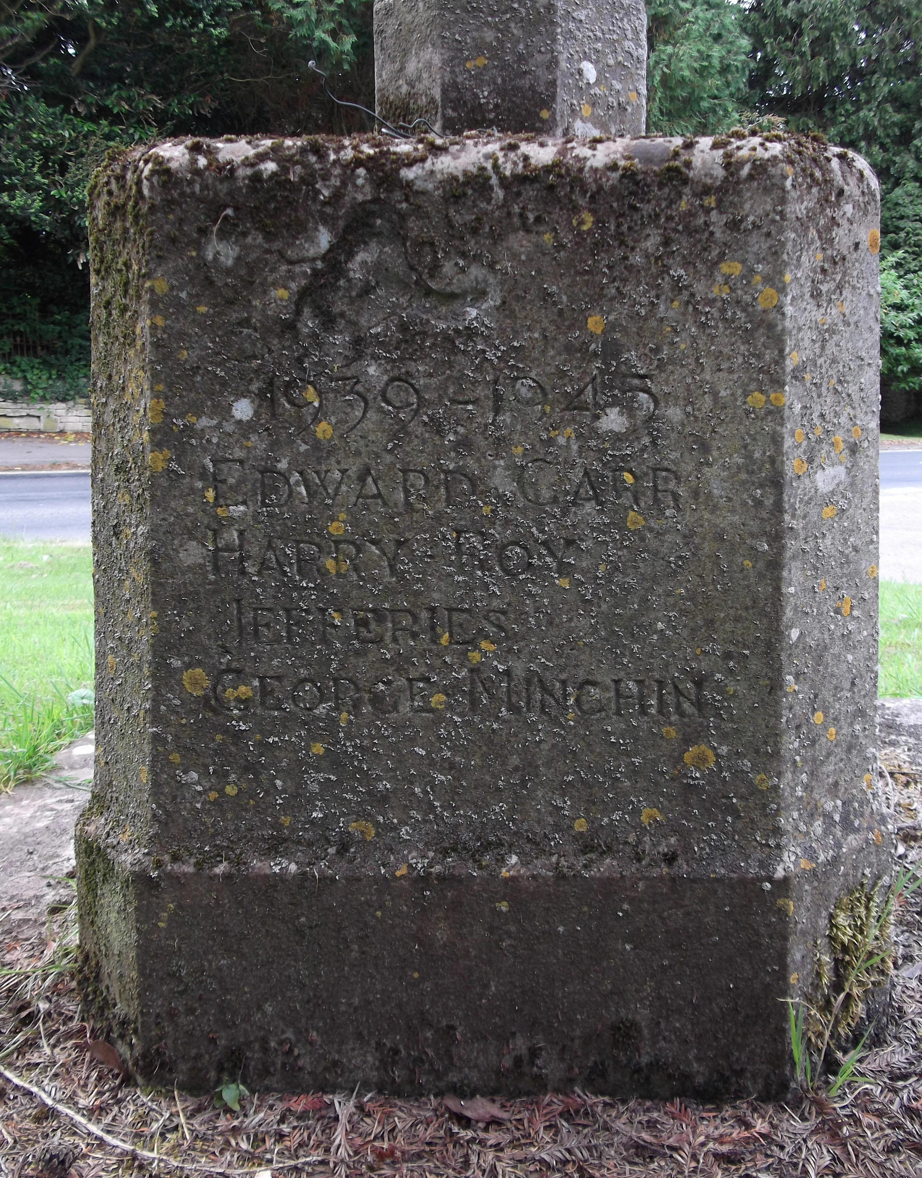 Didmarton War Memorial  WW2 Carr, Jefferies, Minchin